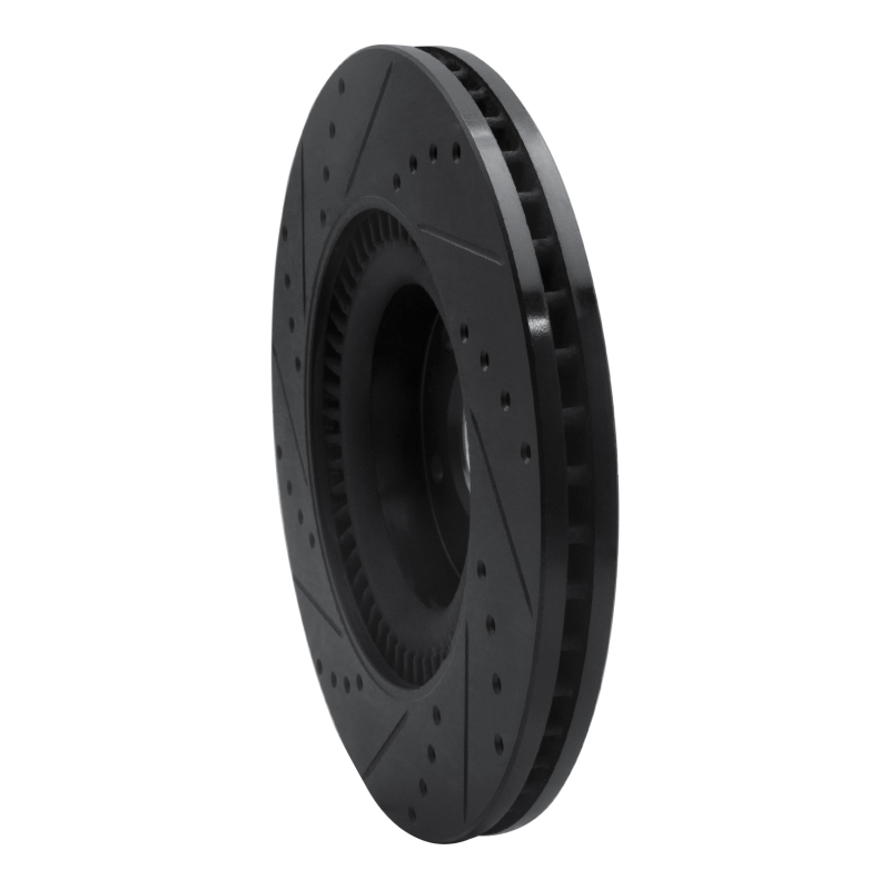 Genesis G80 Brake Rotor (1) - Front Right - R1 Concepts - Drilled & Slotted - Black - `11-`17